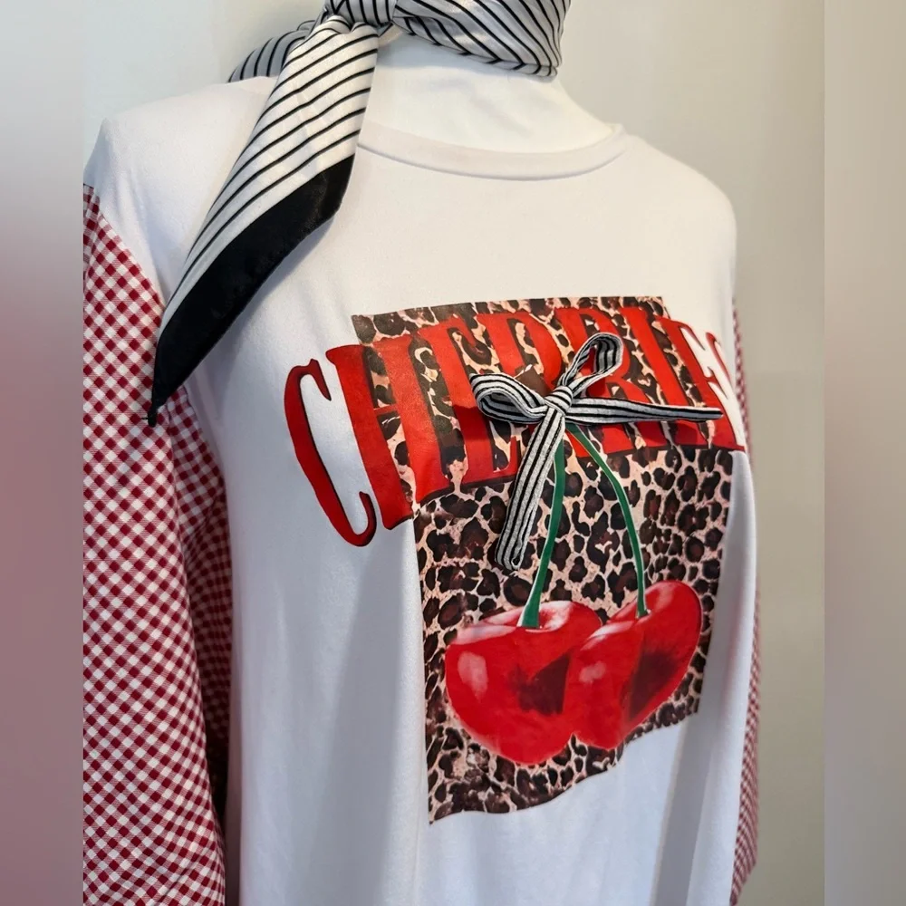 🍒 Cherry Mixed Print Top 🍒 - Picture 5 of 5